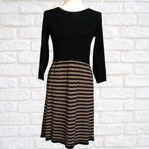 GUC The Limited Sweater Dress, Black and Brown, Stripes, Size Small